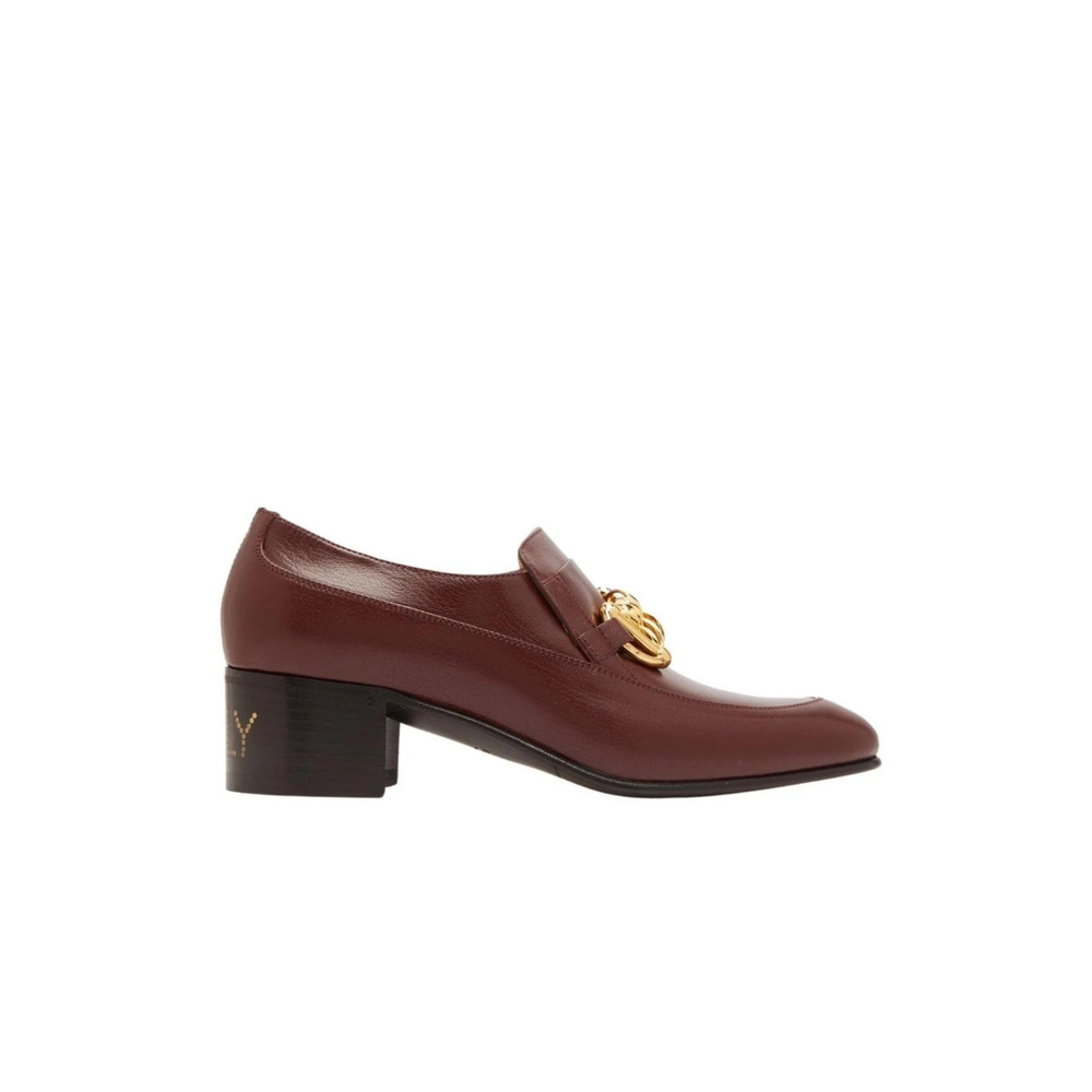 Gucci Ebal Horsebit Burgundy Leather Loafers - IT 38 - Brown